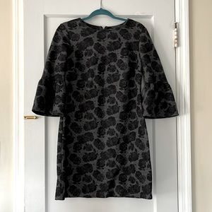 Long sleeve Calvin Klein shift dress with bell sleeves